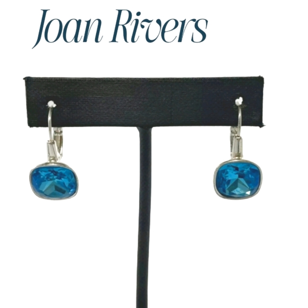 STUNNING, Elegant peacock Blue Silver Earrings by Joan Rivers. Vintage excellent